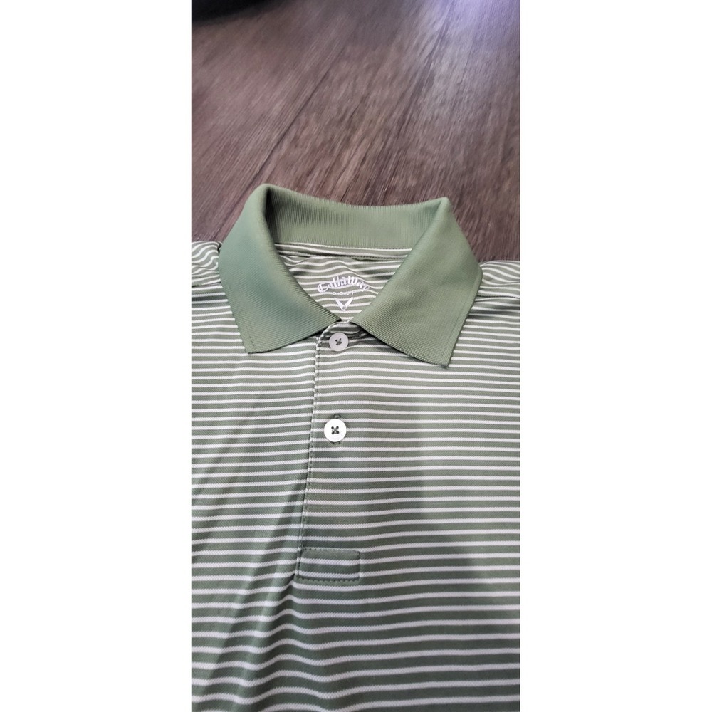Callaway Collection Men's Polo Golf Shirt Green Striped Size Medium